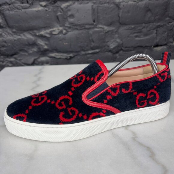 GUCCI Web GG Low Sneakers Black Velour 7.5 G or 8 US 41.5 EUR - Picture 11 of 16